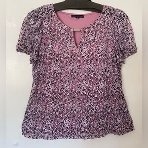 Adrienne Vittadini Pink Fitted Ruched Blouse